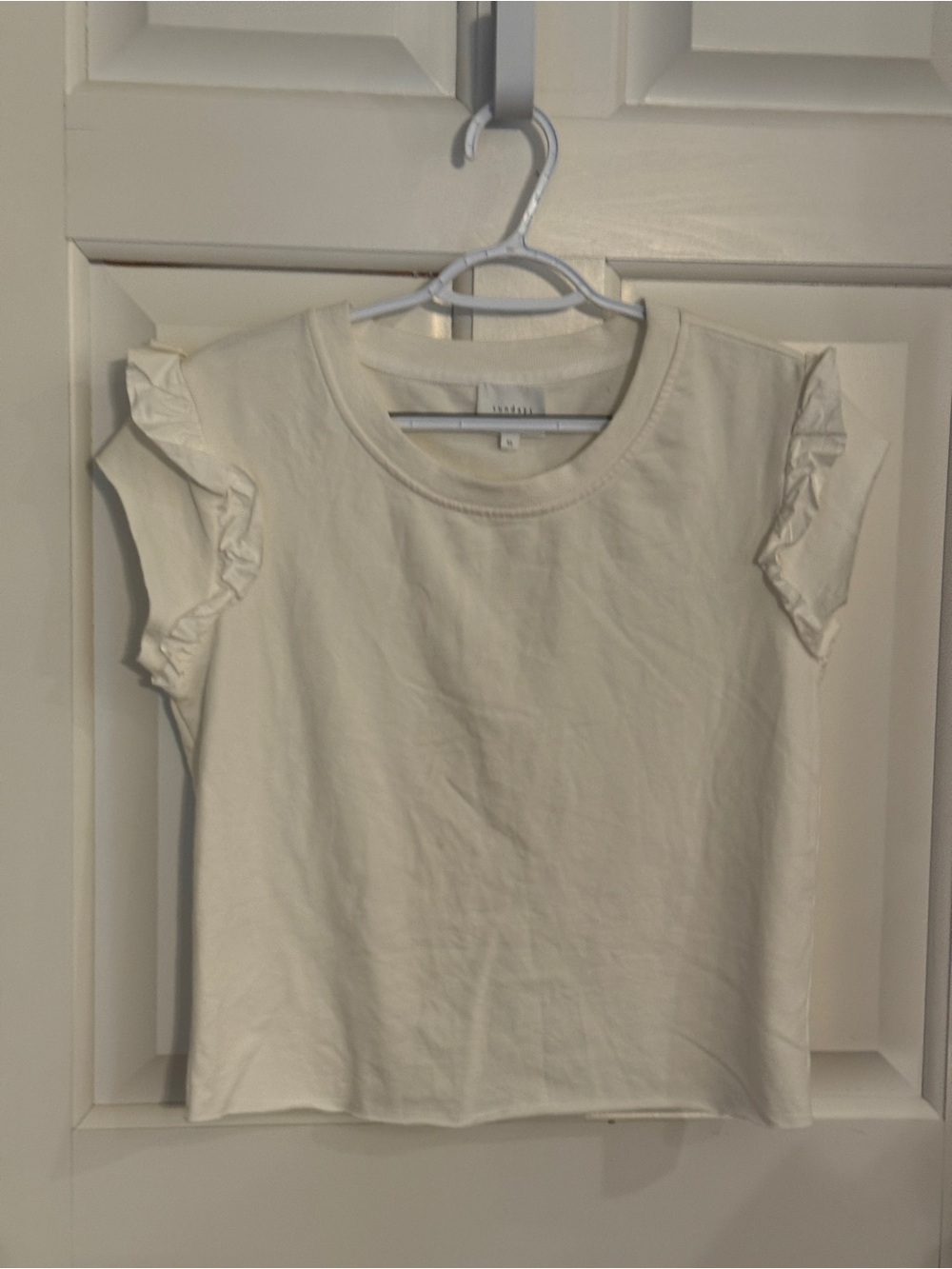 Sundays White Ruffle Flutter Sleeve Sweatshirt Top XS 6017 - Picture 3 of 10